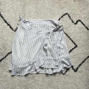 Lulus blue striped wrap flowy skirt
